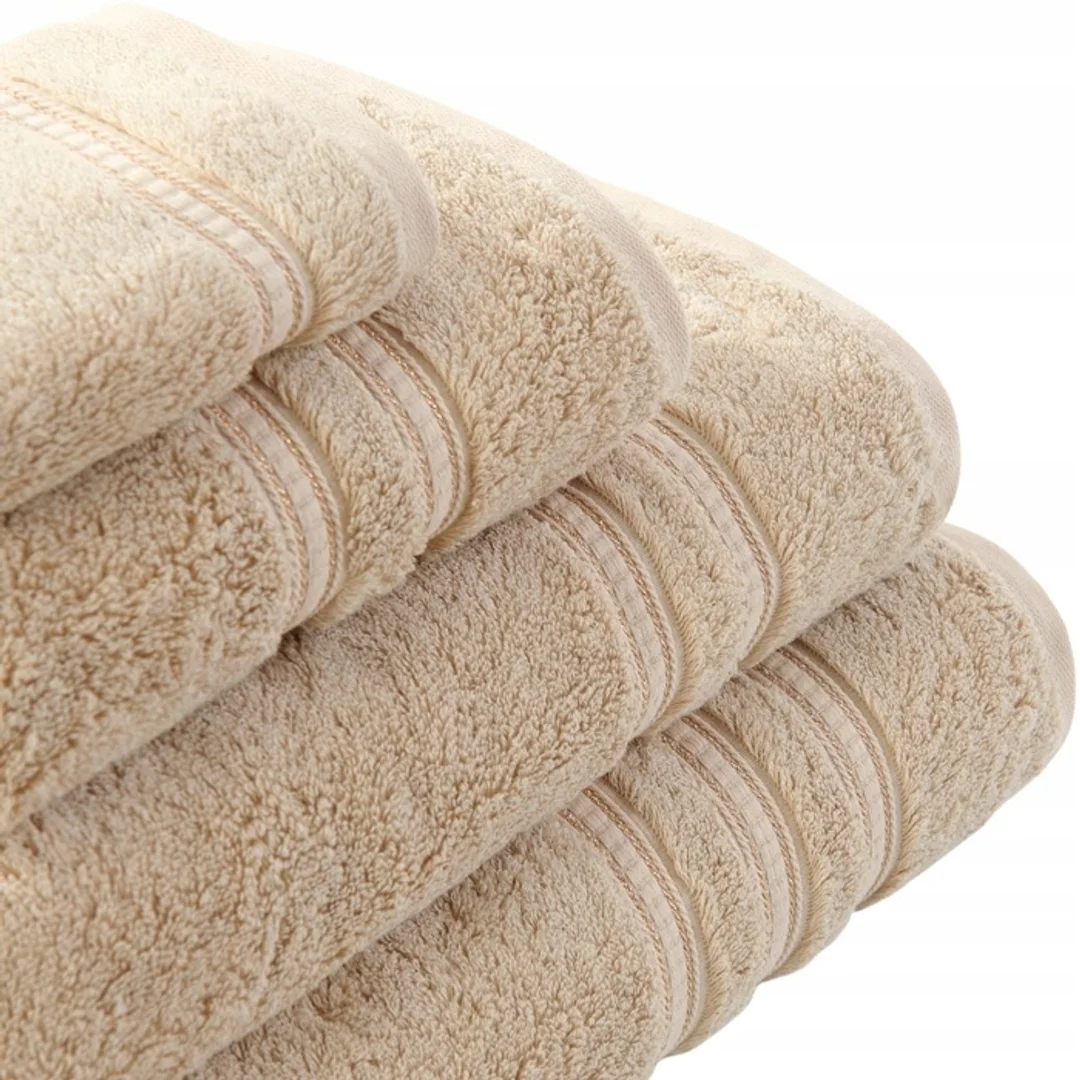 Ręcznik Harmony 30x30 beżowy ze złotą bordiurą bambusowy 600 g/m2 — zdjęcie 2