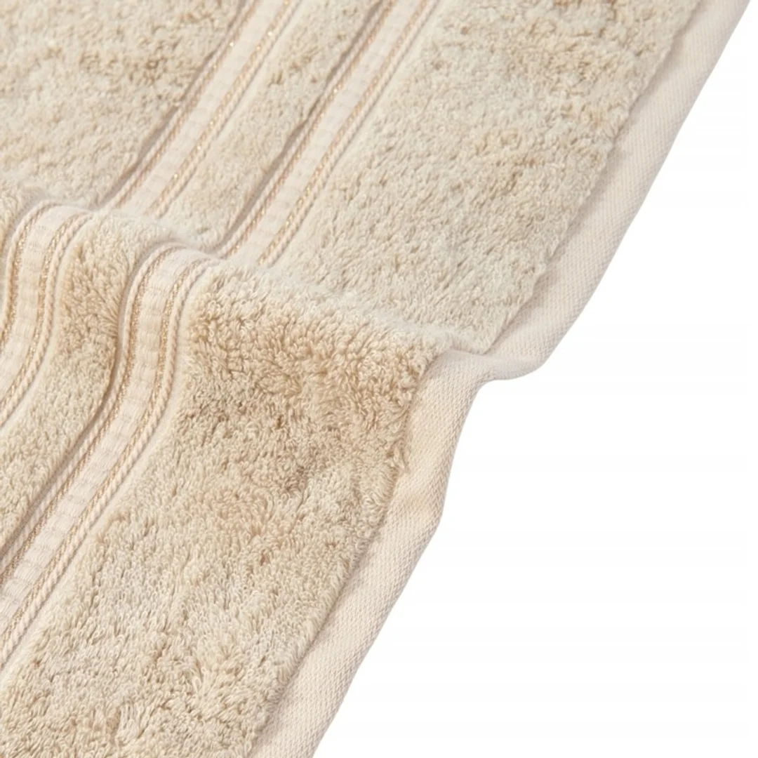 Ręcznik Harmony 30x30 beżowy ze złotą bordiurą bambusowy 600 g/m2 — zdjęcie 4