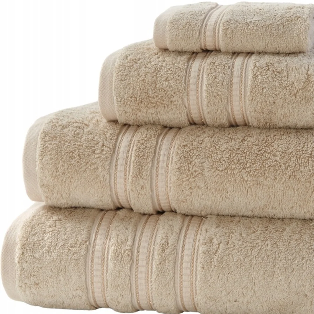 Ręcznik Harmony 30x30 beżowy ze złotą bordiurą bambusowy 600 g/m2 — zdjęcie 6
