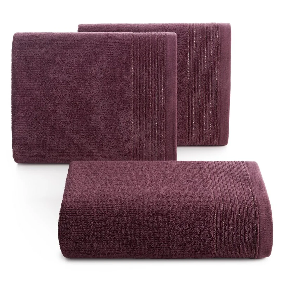 Ręcznik Lari 8 50x90 burgundowy z ozdobną bordiurą przetykaną błyszczącą nicią 500 g/m2 Eurofirany — zdjęcie 6