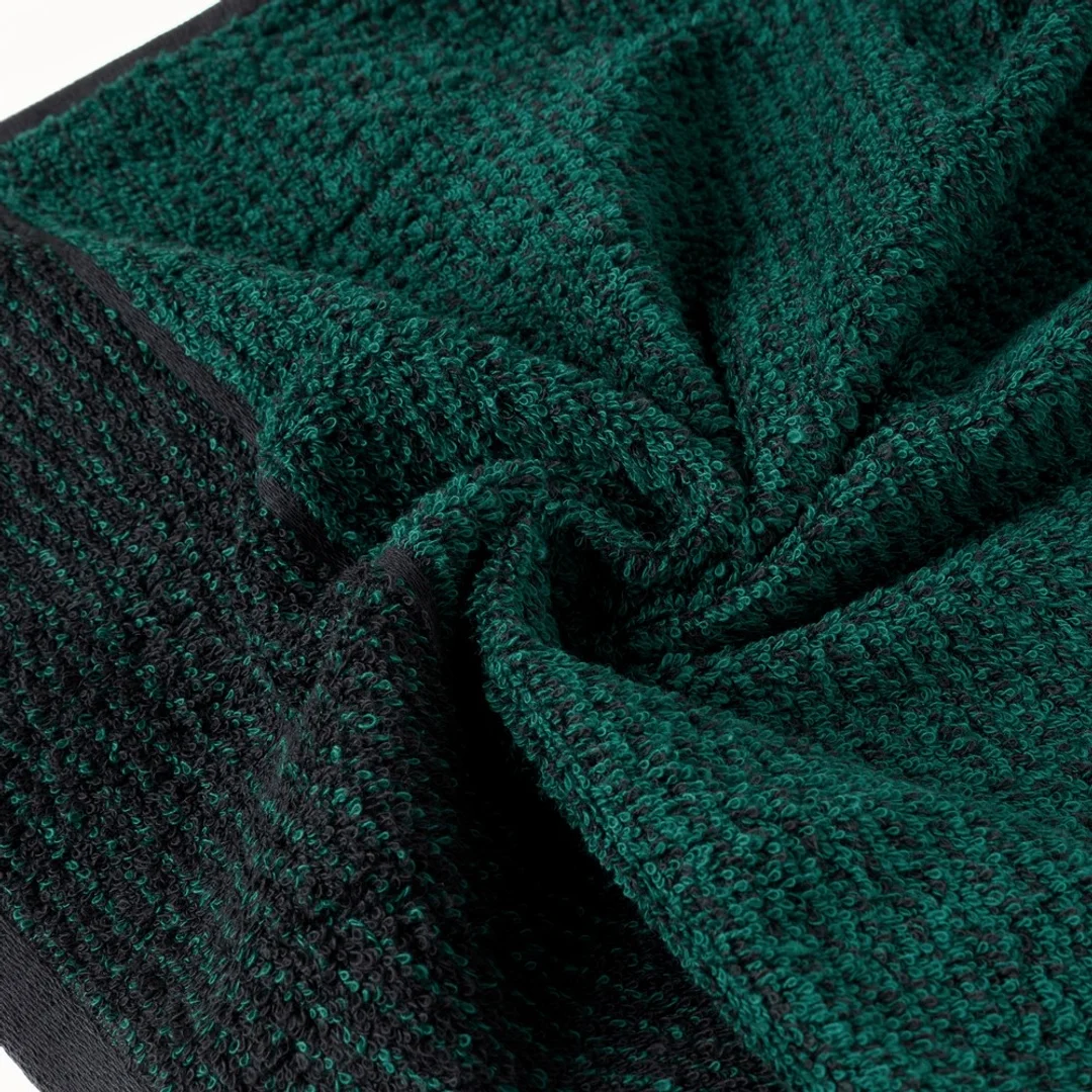 Ręcznik Leon 70x140 czarny turkusowy z żakardowym wzorem w paski frotte 500g/m2 Eurofirany — zdjęcie 2