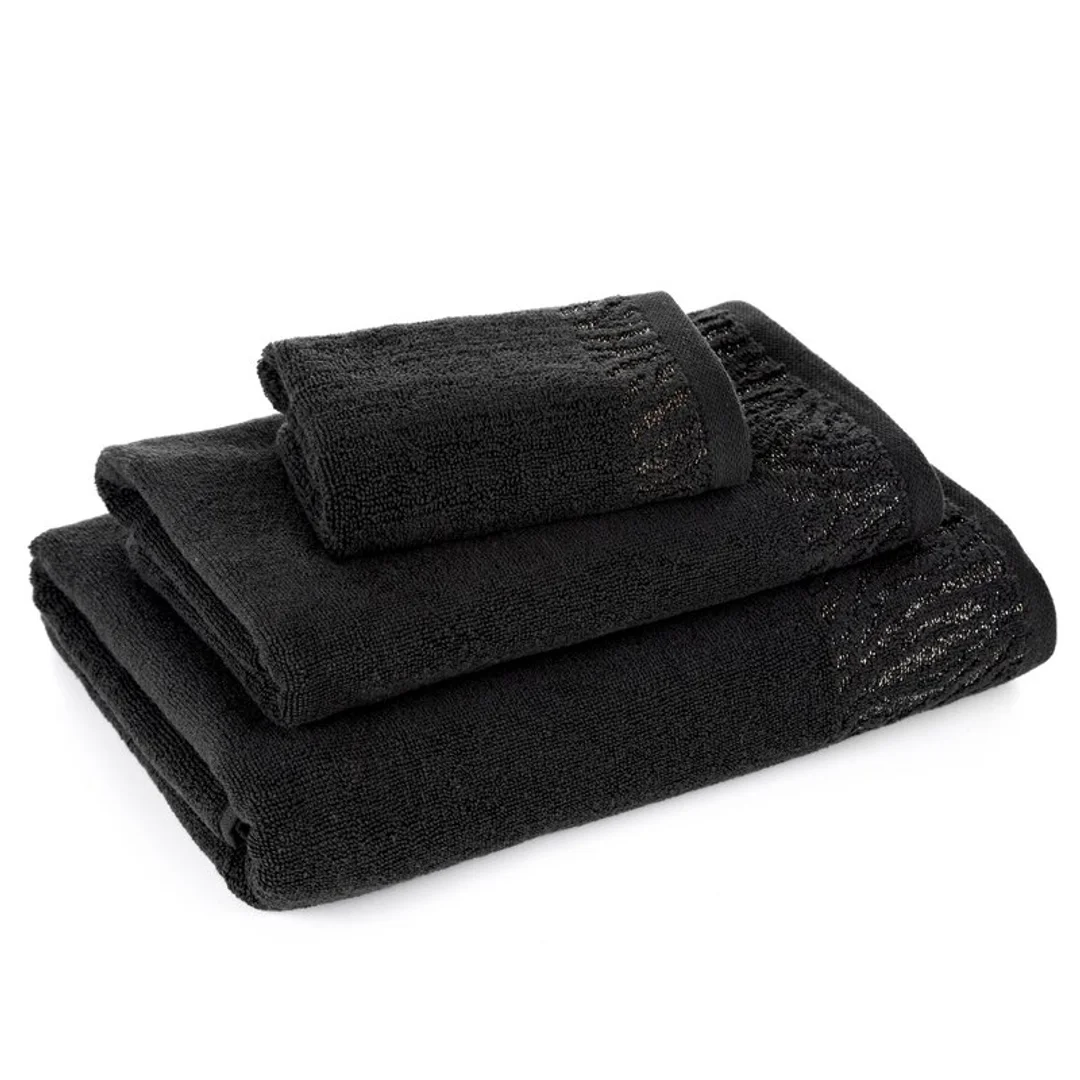 Ręcznik Margo 9 70x140 czarny z ozdobną bordiurą przetykaną błyszczącą nicią 500 g/m2 Eurofirany — zdjęcie 2