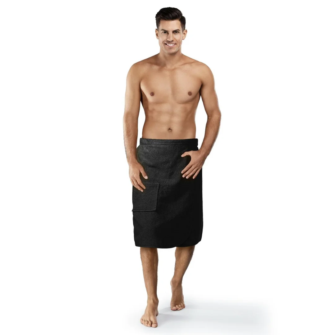 Ręcznik męski do sauny Kilt L/XL czarny frotte bawełniany — zdjęcie 3
