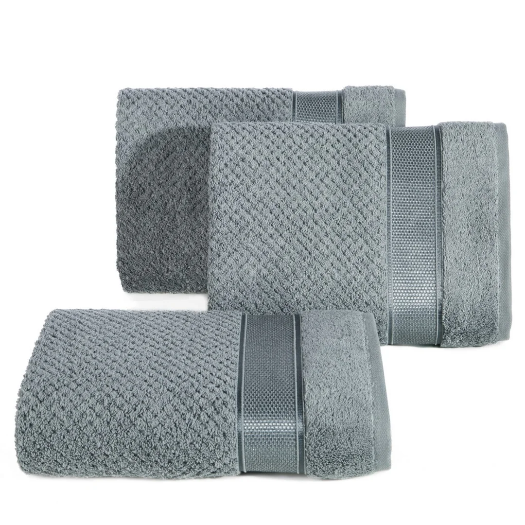 Ręcznik Milan 70x140 stalowy frotte 500g/m2 bawełniany z bordiurą przetykaną błyszczącą nicią Eurofirany — zdjęcie 2