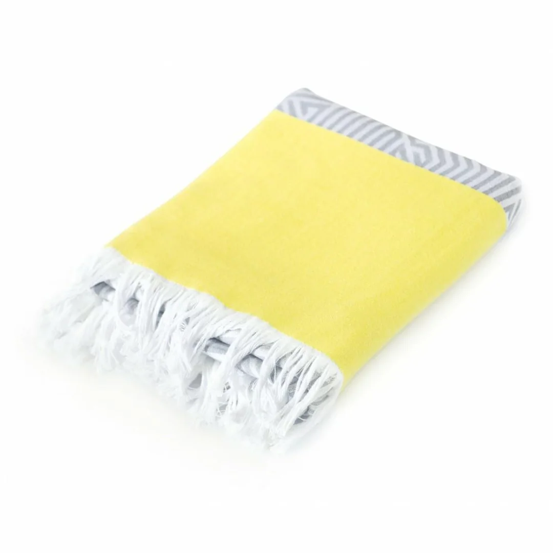 Ręcznik plażowy 100x160 Fouta Malaga żółty szary Zwoltex — zdjęcie 2