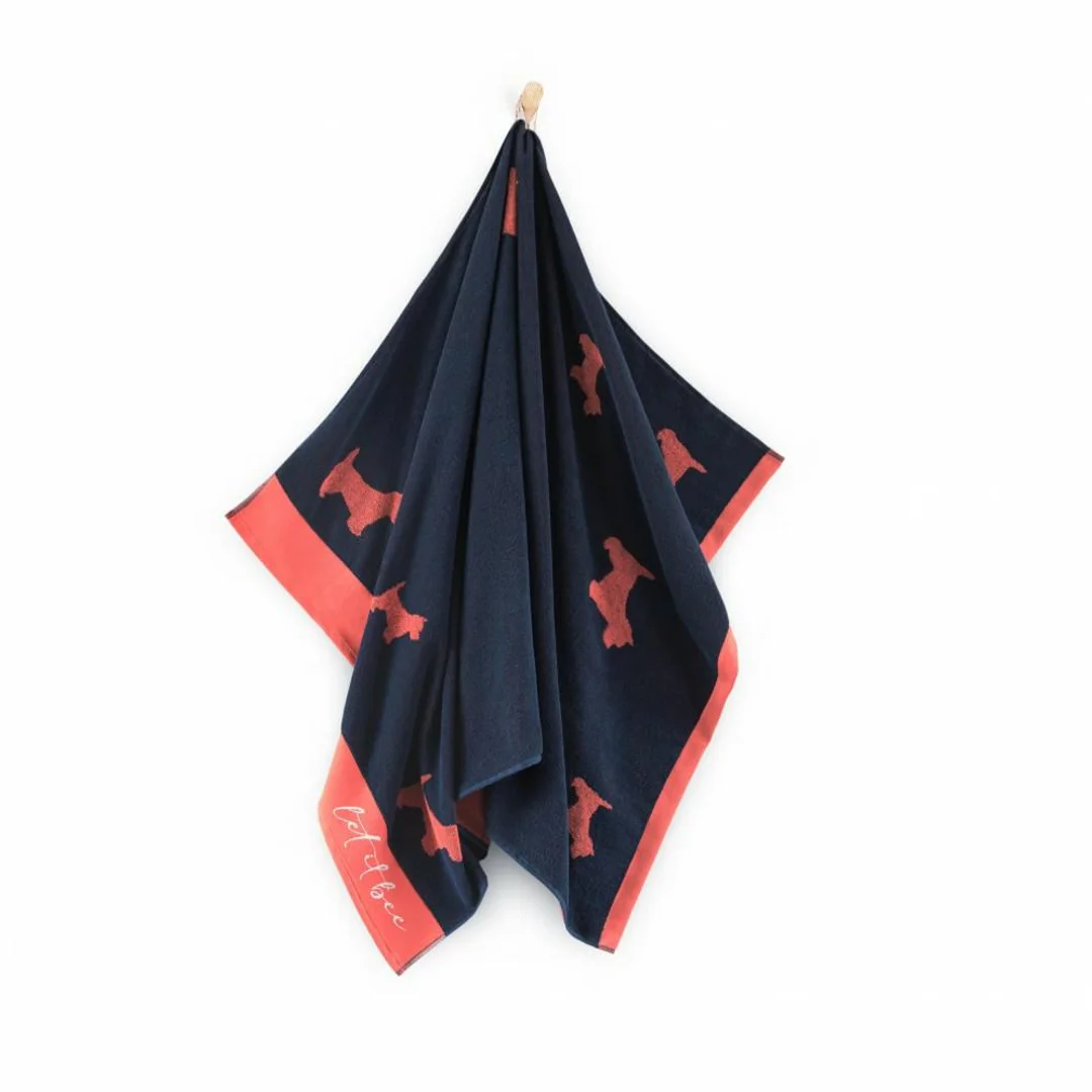 Ręcznik plażowy 100x160 Let it Bee Dogs granatowy czerwony 380g/m2 Zwoltex — zdjęcie 2