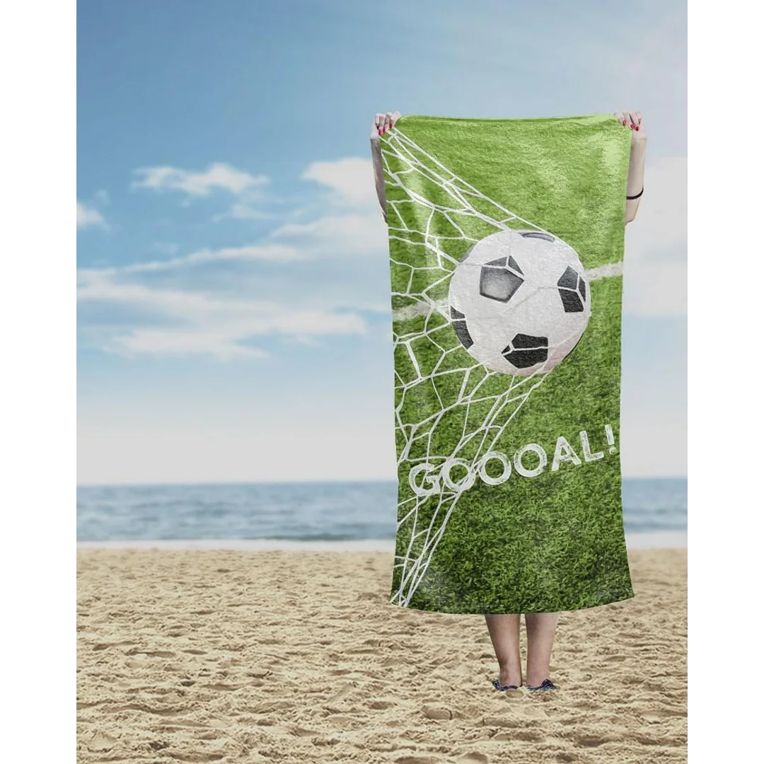 Ręcznik plażowy 70x140 Piłka 80 zielony dziecięcy bawełniany — zdjęcie 3