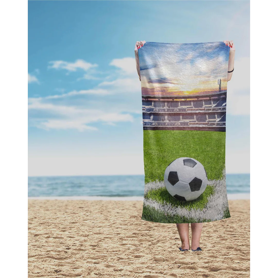 Ręcznik plażowy 70x140 Piłka 86 zielony niebieski dziecięcy bawełniany — zdjęcie 2