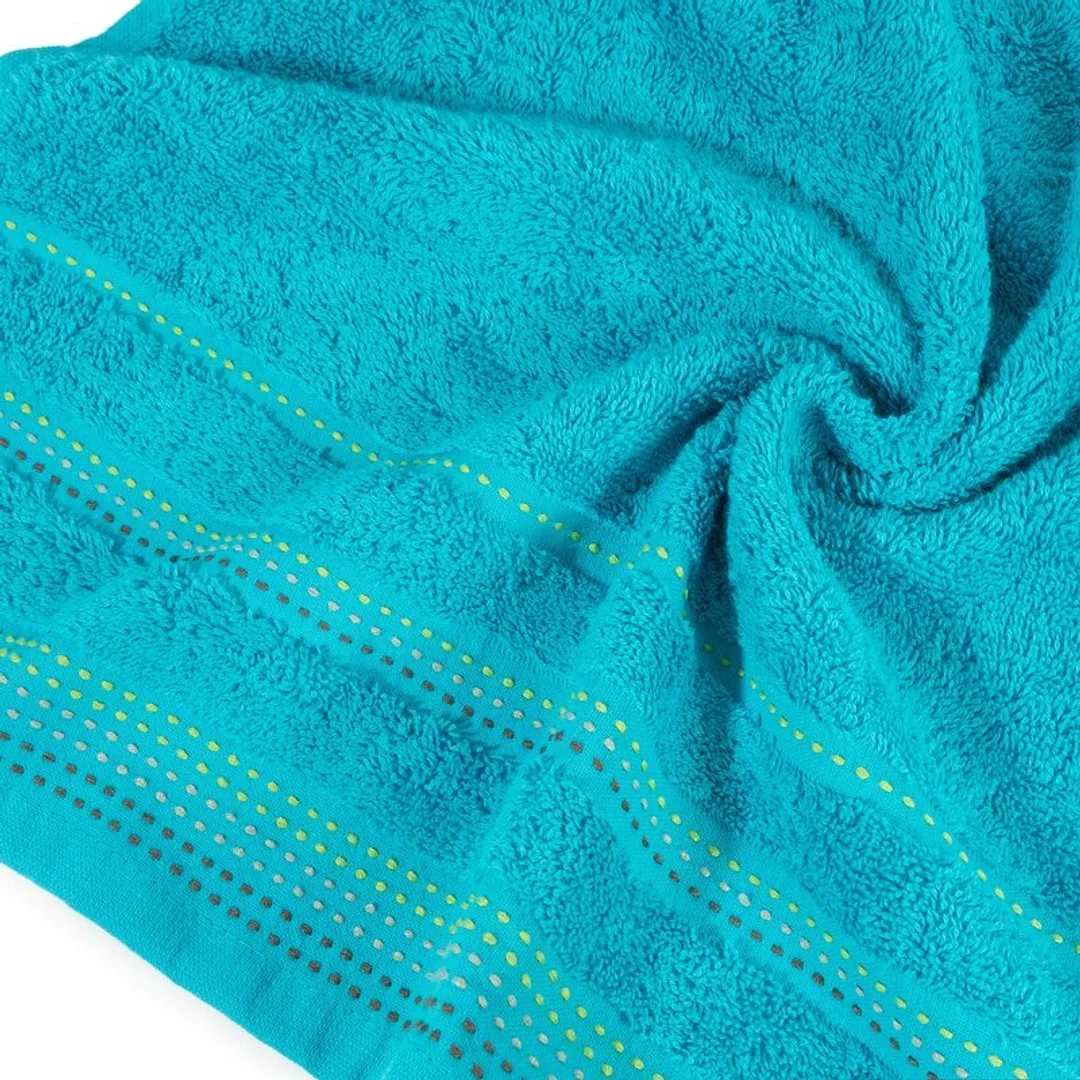 Ręcznik Pola 50x90 16 turkusowy zdobiony kolorową bordiurą w stylu fastrygi frotte 500 g/m2 Eurofirany — zdjęcie 2