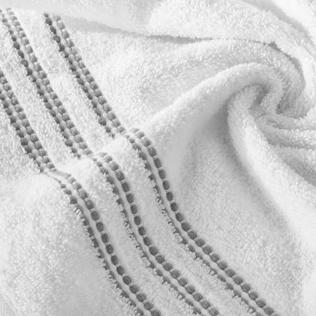 Ręcznik Seba 50x90 01 biały z ozdobną bordiurą w pasy 480 g/m2 Eurofirany — zdjęcie 4