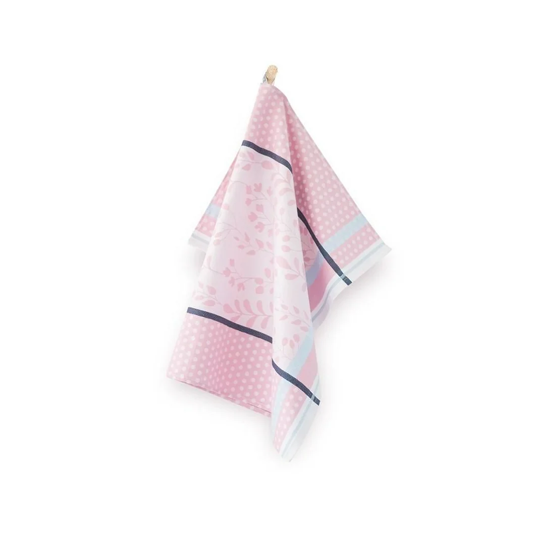 Ścierka do naczyń 50x70 Flora różowa listki kropki 8581/2 — zdjęcie 2