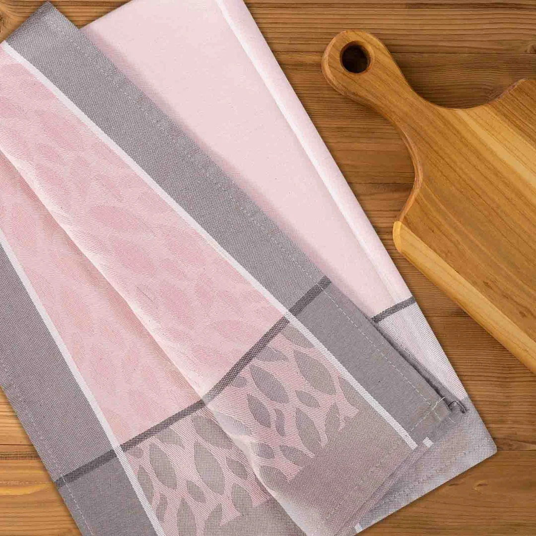 Ścierka do naczyń 50x70 Listki różowa 200g/m2 Darymex — zdjęcie 4