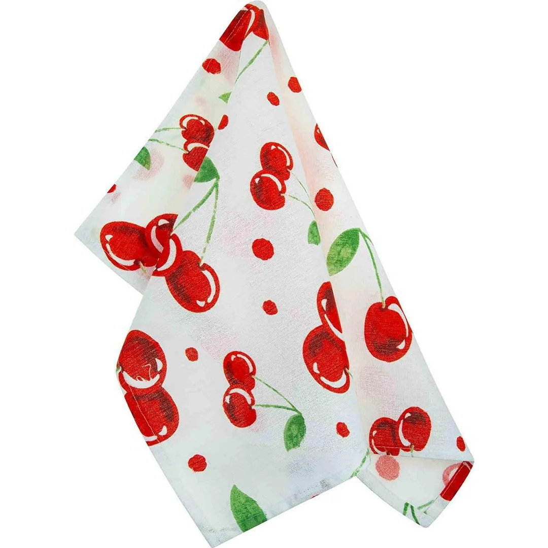 Ścierka kuchenna 45x65 Cherry biała czerwona wiśnie bawełniana I 23 — zdjęcie 2