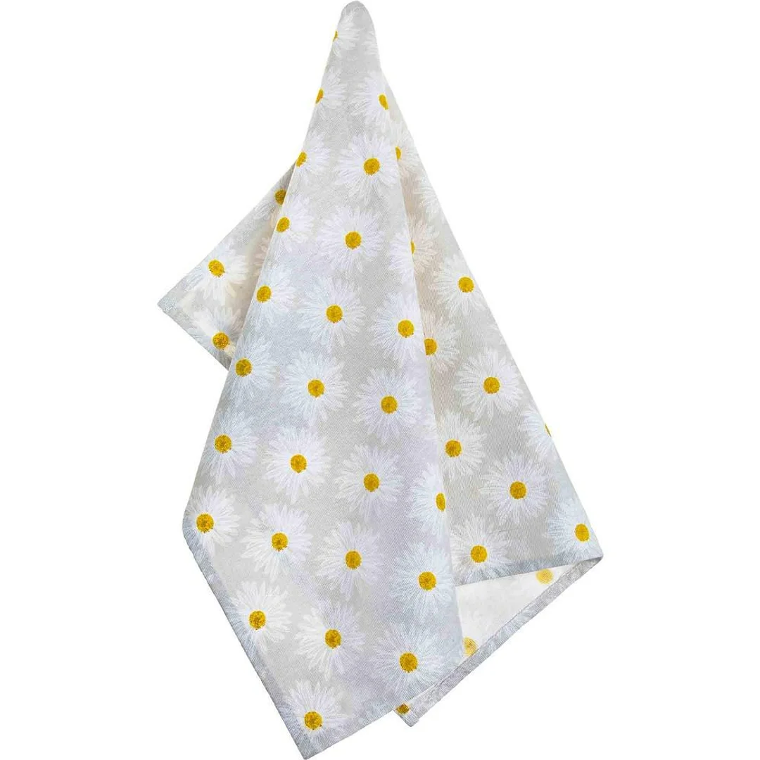 Ścierka kuchenna 45x65 Daisy szara żółta kwiatki bawełniana I 23 — zdjęcie 2