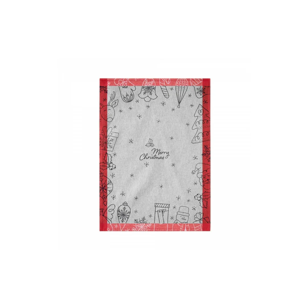 Ścierka kuchenna Snow Christmas 50x70 9450/1 czerwona bawełniana do naczyń — zdjęcie 2