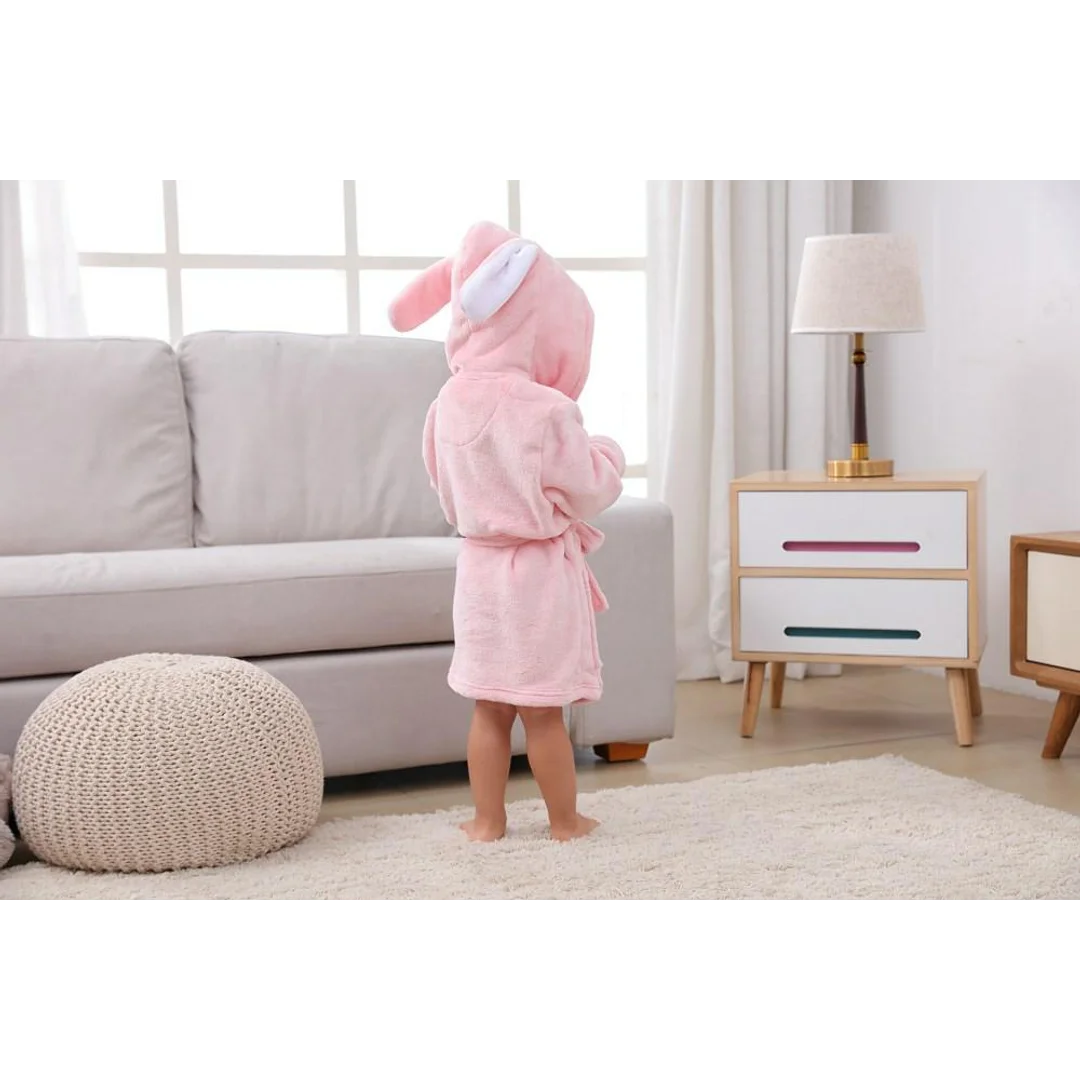 Szlafrok dziecięcy Rabbit B różowy zajączek — zdjęcie 4