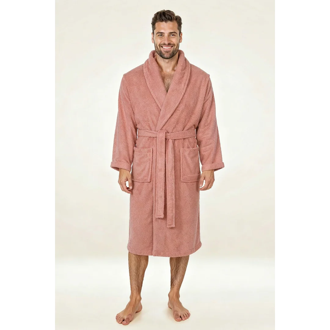 Szlafrok frotte Prestiż L/XL różowy pudrowy bawełniany hotelowy 450g/m2 — zdjęcie 6