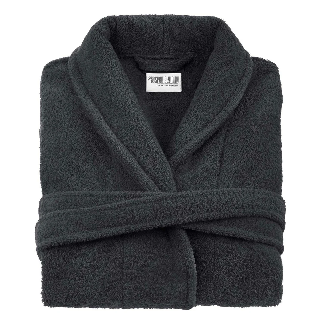 Szlafrok frotte Prestiż S/M grafitowy bawełniany hotelowy 450g/m2 — zdjęcie 2