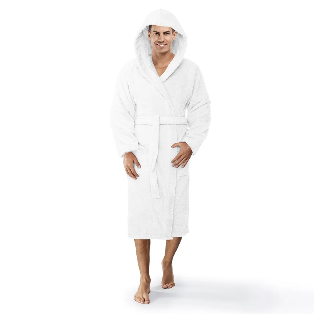 Szlafrok z kapturem frotte Robin S/M biały bawełniany hotelowy 450g/m2 — zdjęcie 3