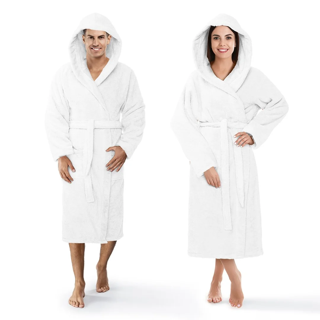 Szlafrok z kapturem frotte Robin S/M biały bawełniany hotelowy 450g/m2 — zdjęcie 5