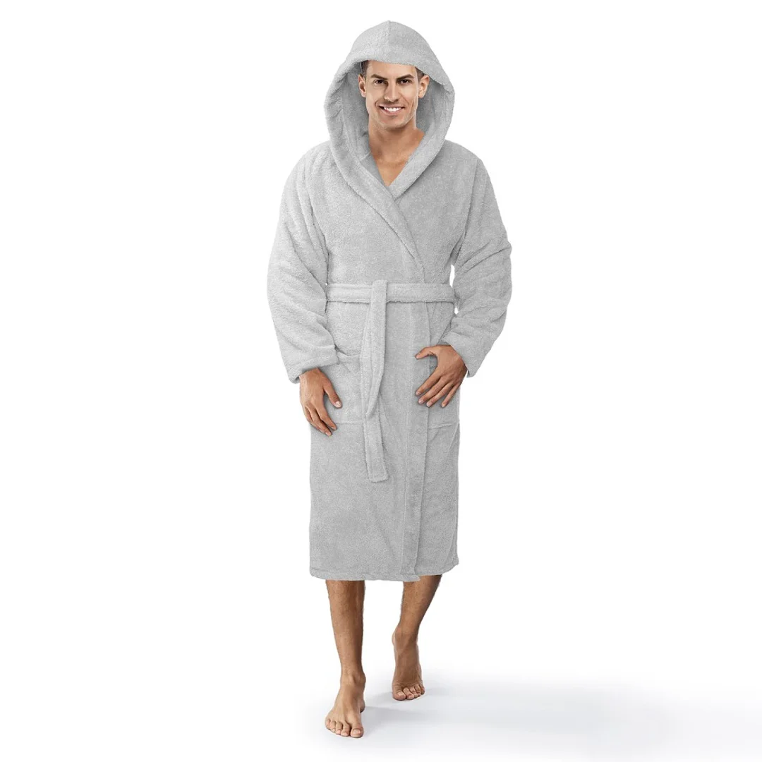 Szlafrok z kapturem frotte Robin S/M szary bawełniany hotelowy 450g/m2 — zdjęcie 4
