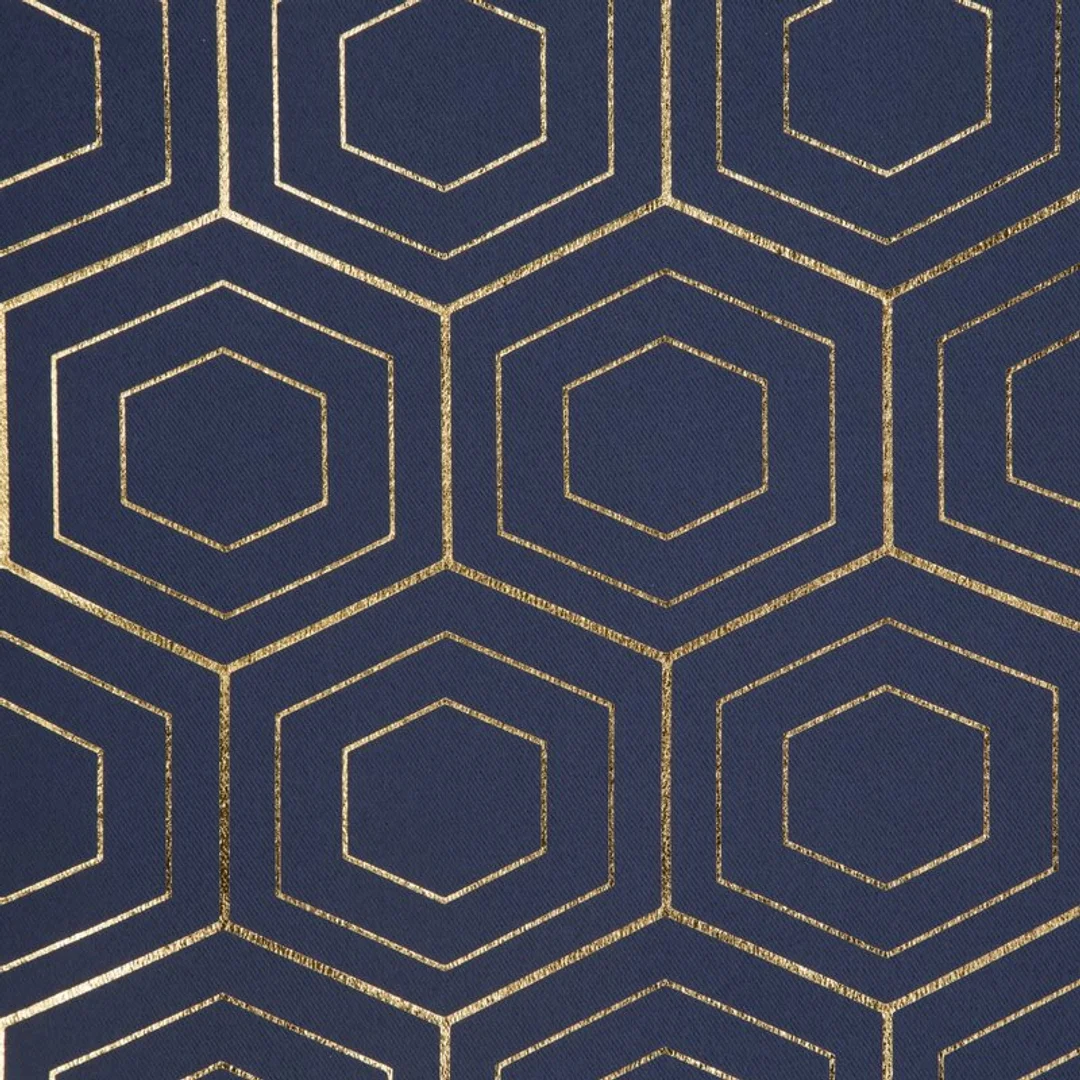 Zasłona 135x250 Kaja granatowa złota geometryczna gotowa na przelotkach Eurofirany E11 — zdjęcie 5