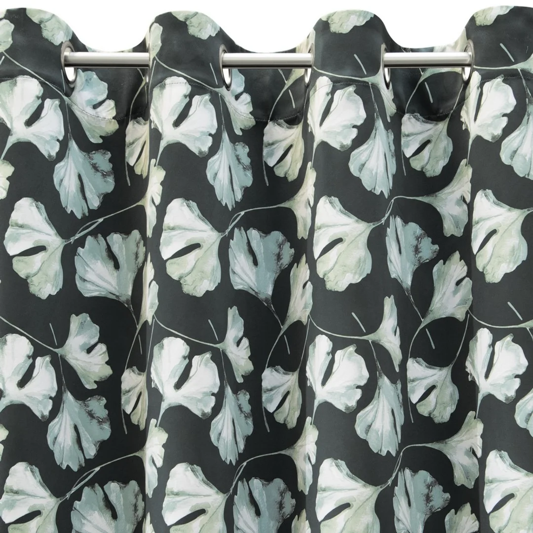 Zasłona 140x250 Aida zielona ciemna liście miłorzębu gotowa na przelotkach — zdjęcie 4