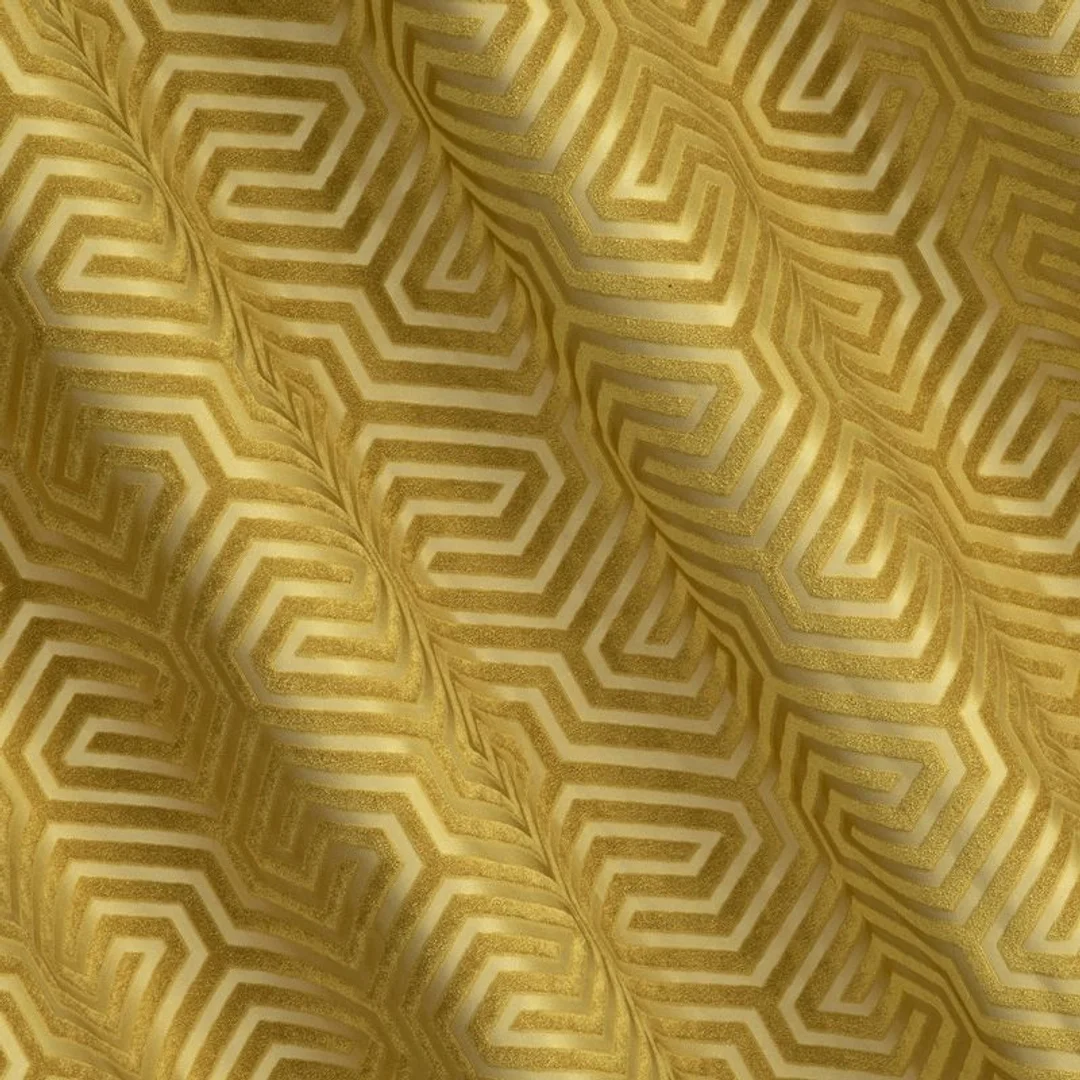 Zasłona 140x250 Inga miodowa gotowa na przelotkach welurowa z żakardowym geometrycznym wzorem Pierre Cardin — zdjęcie 4
