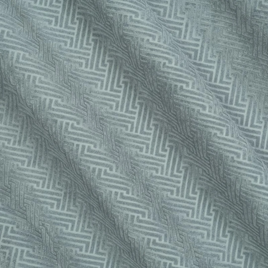 Zasłona 140x250 Isla stalowa gotowa na przelotkach welurowa z żakardowym geometrycznym wzorem — zdjęcie 4