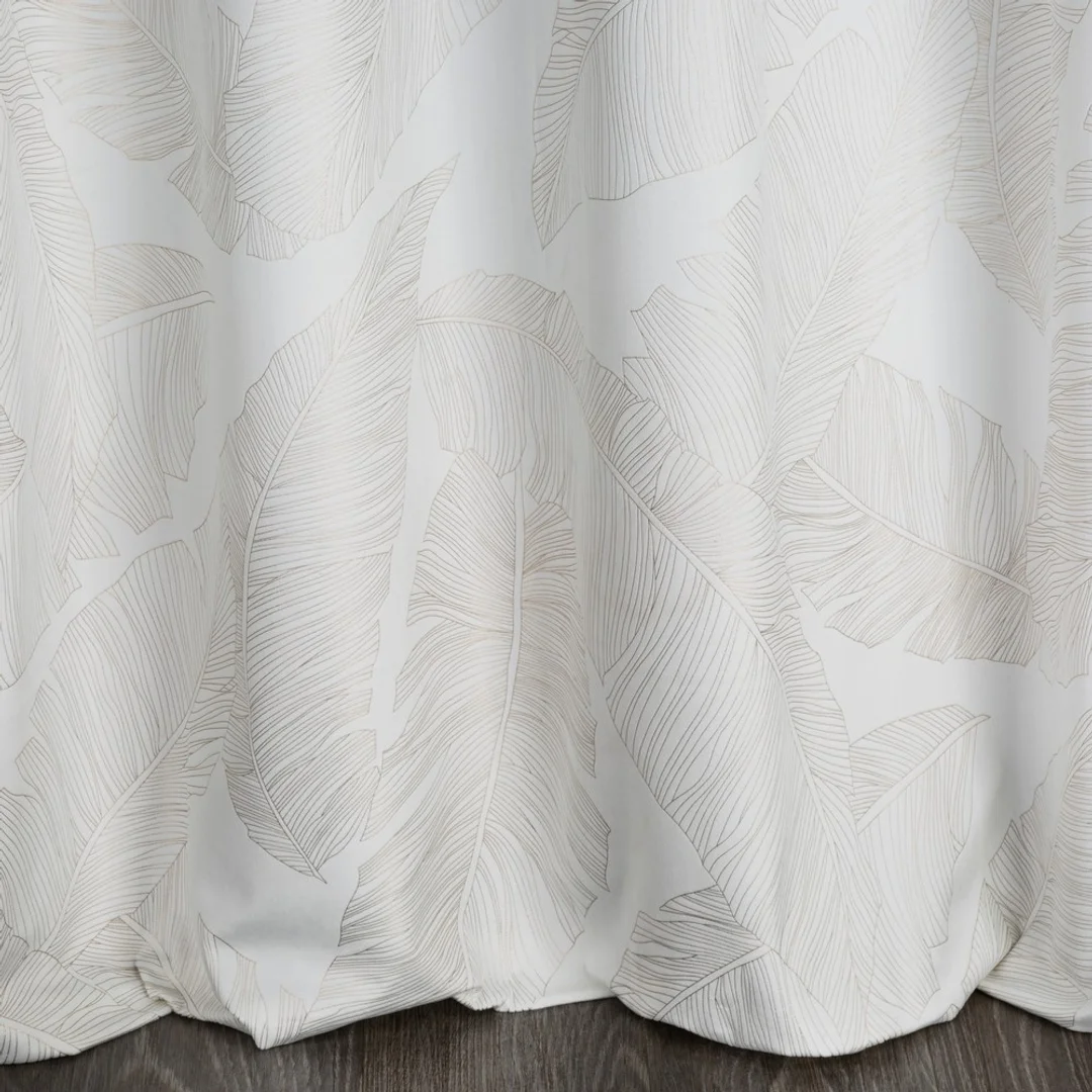 Zasłona 140x250 Luna 2A biała szampańska liście welurowa gotowa na przelotkach Limited Collection Eurofirany — zdjęcie 3