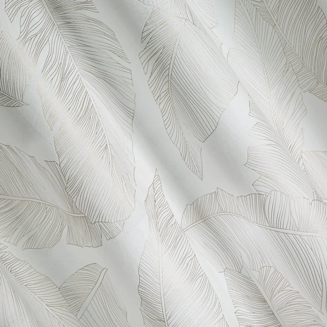 Zasłona 140x250 Luna 2A biała szampańska liście welurowa gotowa na przelotkach Limited Collection Eurofirany — zdjęcie 4