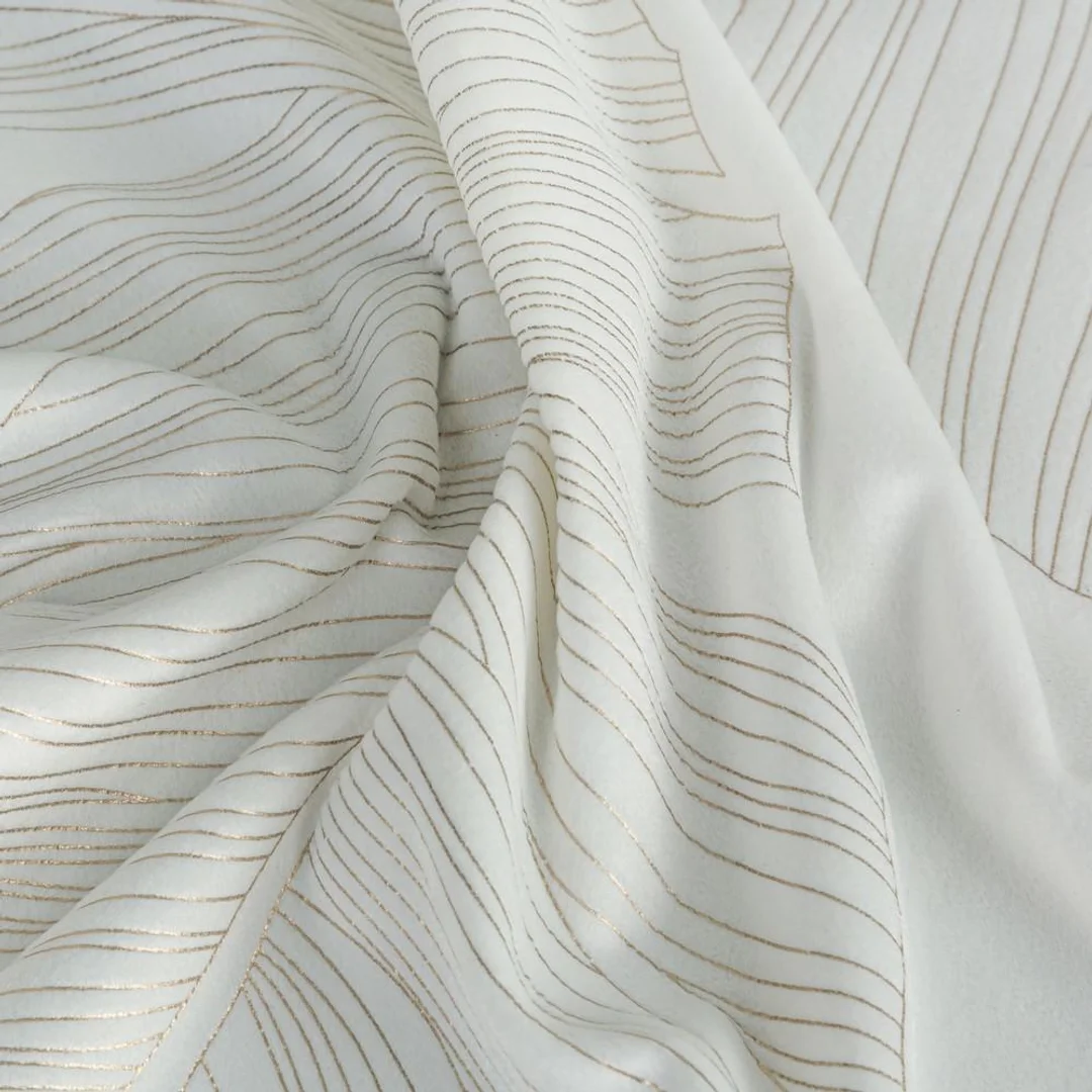 Zasłona 140x250 Luna 2A biała szampańska liście welurowa gotowa na przelotkach Limited Collection Eurofirany — zdjęcie 6