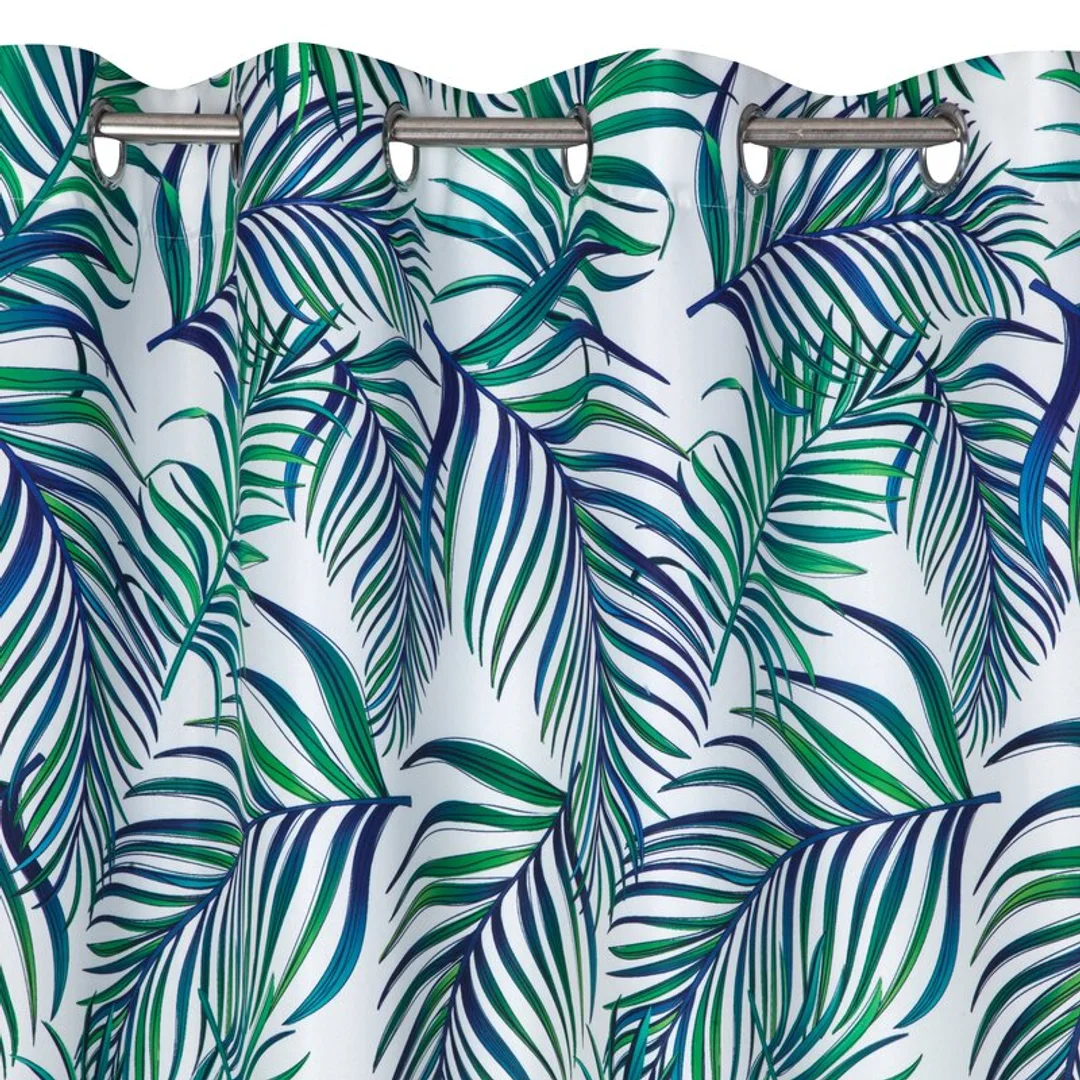 Zasłona 140x250 Palms liście turkusowa zielona gotowa na przelotkach — zdjęcie 4