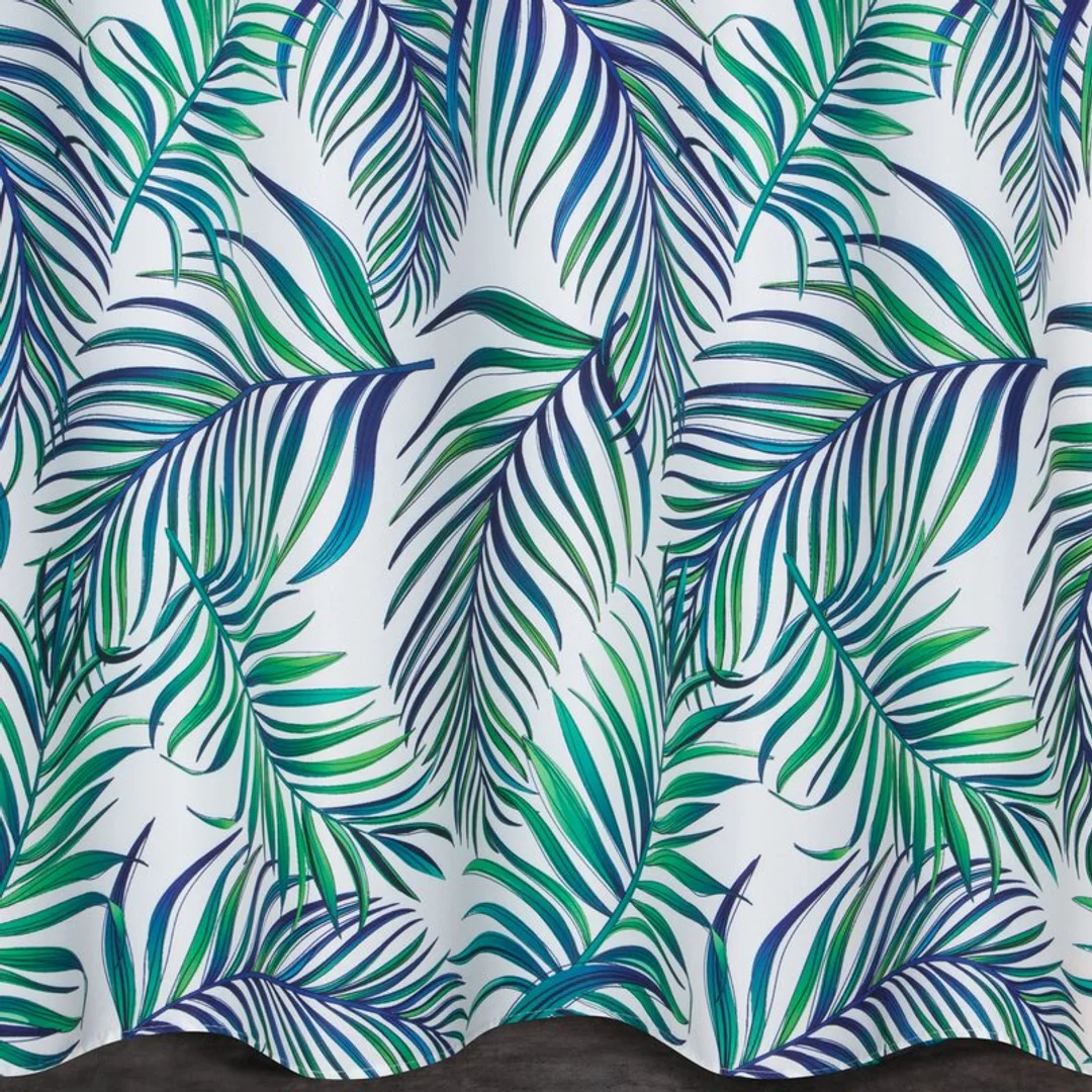 Zasłona 140x250 Palms liście turkusowa zielona gotowa na przelotkach — zdjęcie 6