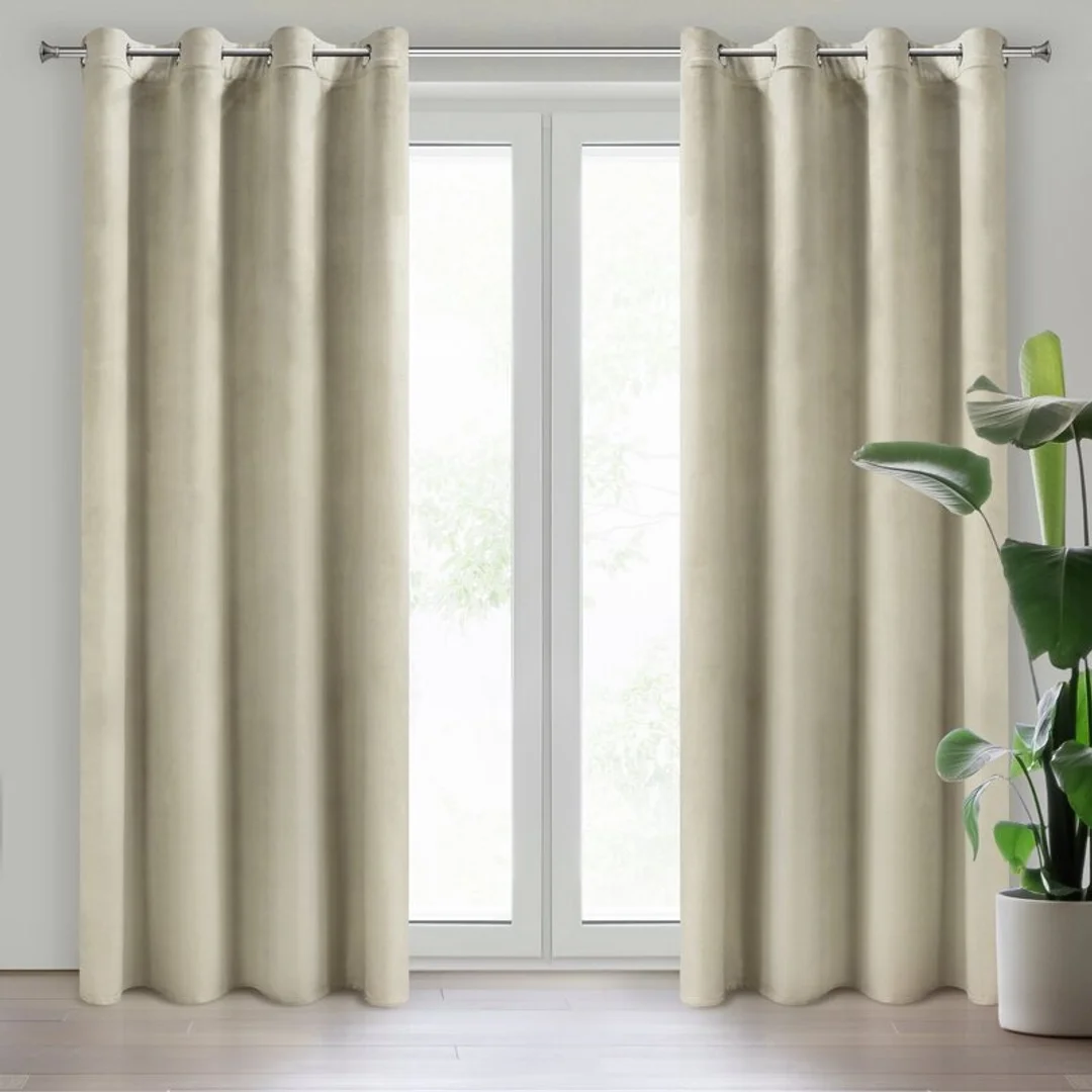 Zasłona 140x250 Rosa kremowa welurowa gotowa na przelotkach D91 — zdjęcie 2