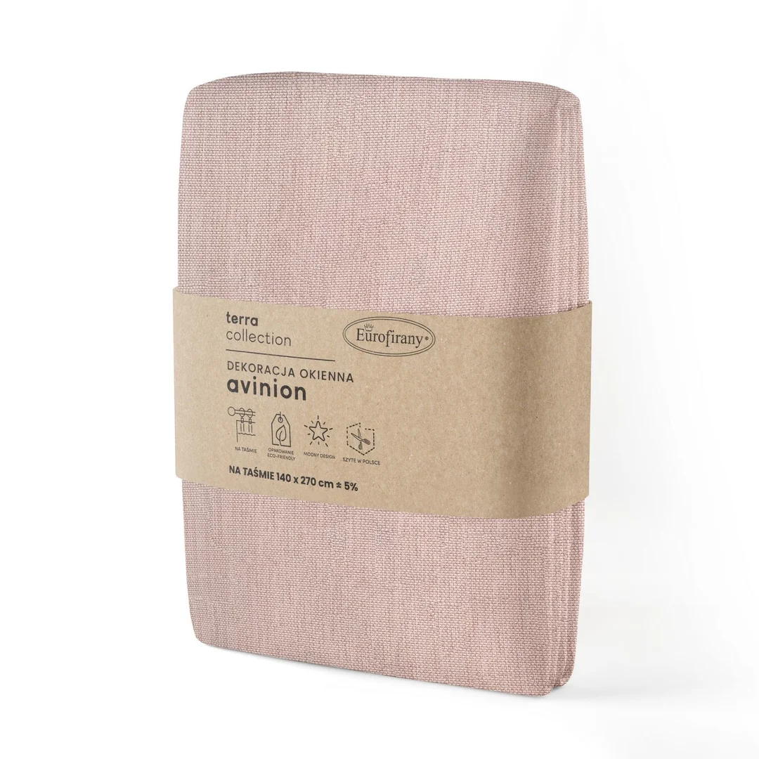 Zasłona 140x270 Avinion 4 pudrowa gotowa na taśmie z tkaniny o strukturze płótna Terra Collection Eurofirany — zdjęcie 2