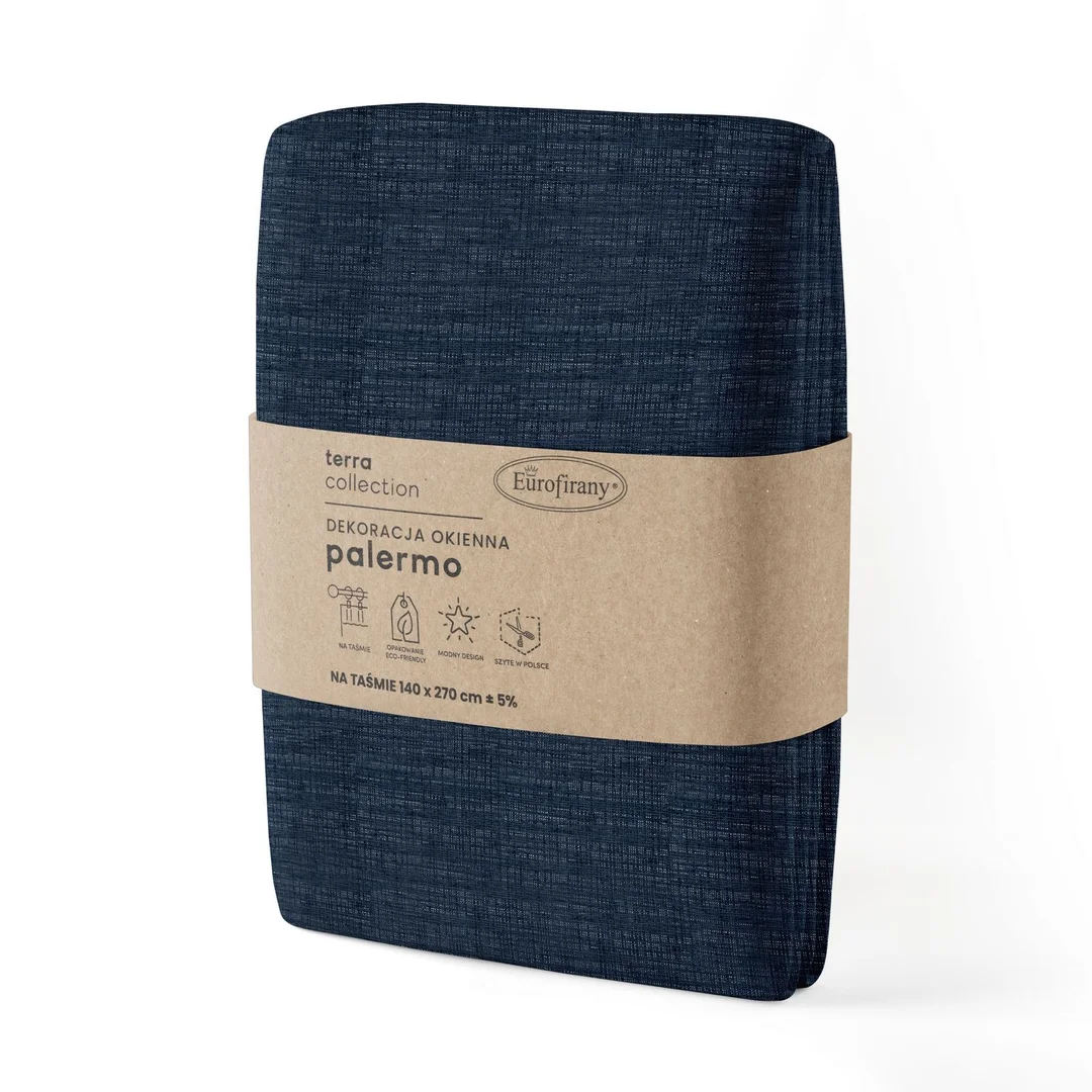 Zasłona 140x270 Palermo 1 granatowa gotowa na taśmie z miękkiej szenilowej tkaniny przetykanej srebrną nitką Terra Collection Eurofirany — zdjęcie 2