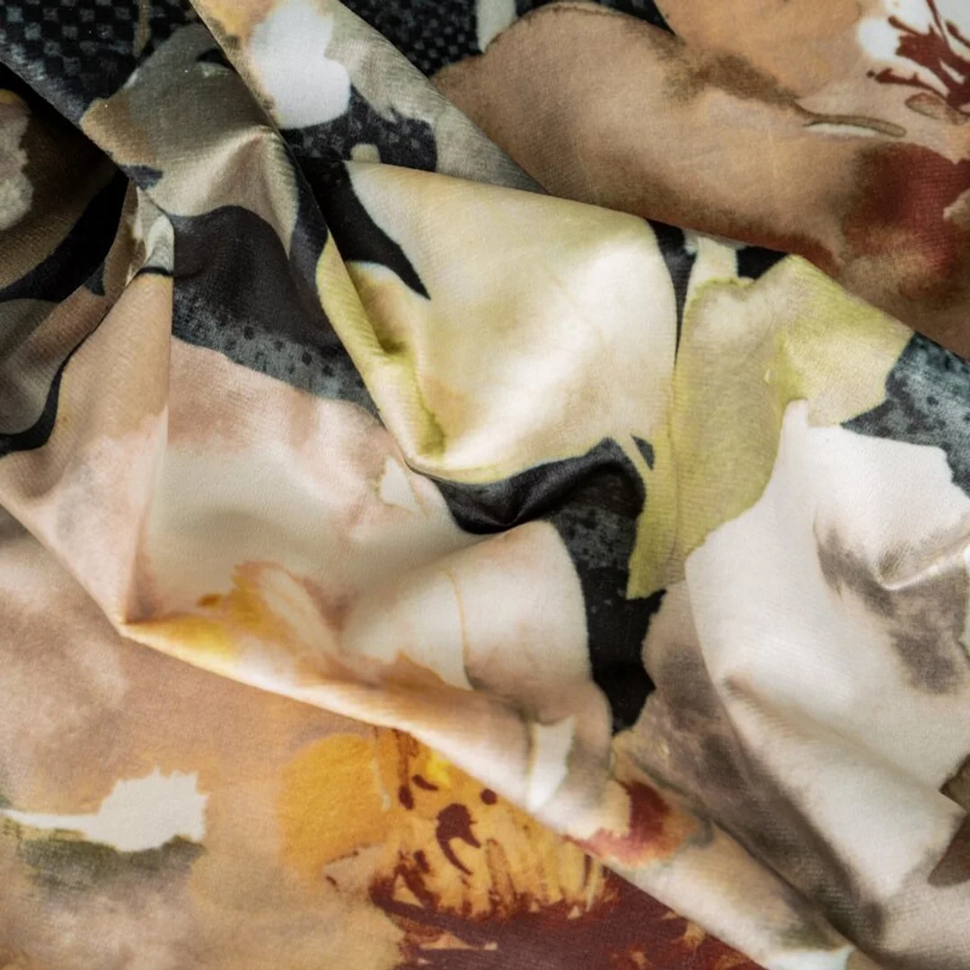 Zasłona 140x300 Betty grafitowa beżowa kwiaty welurowa gotowa na taśmie Eurofirany — zdjęcie 11