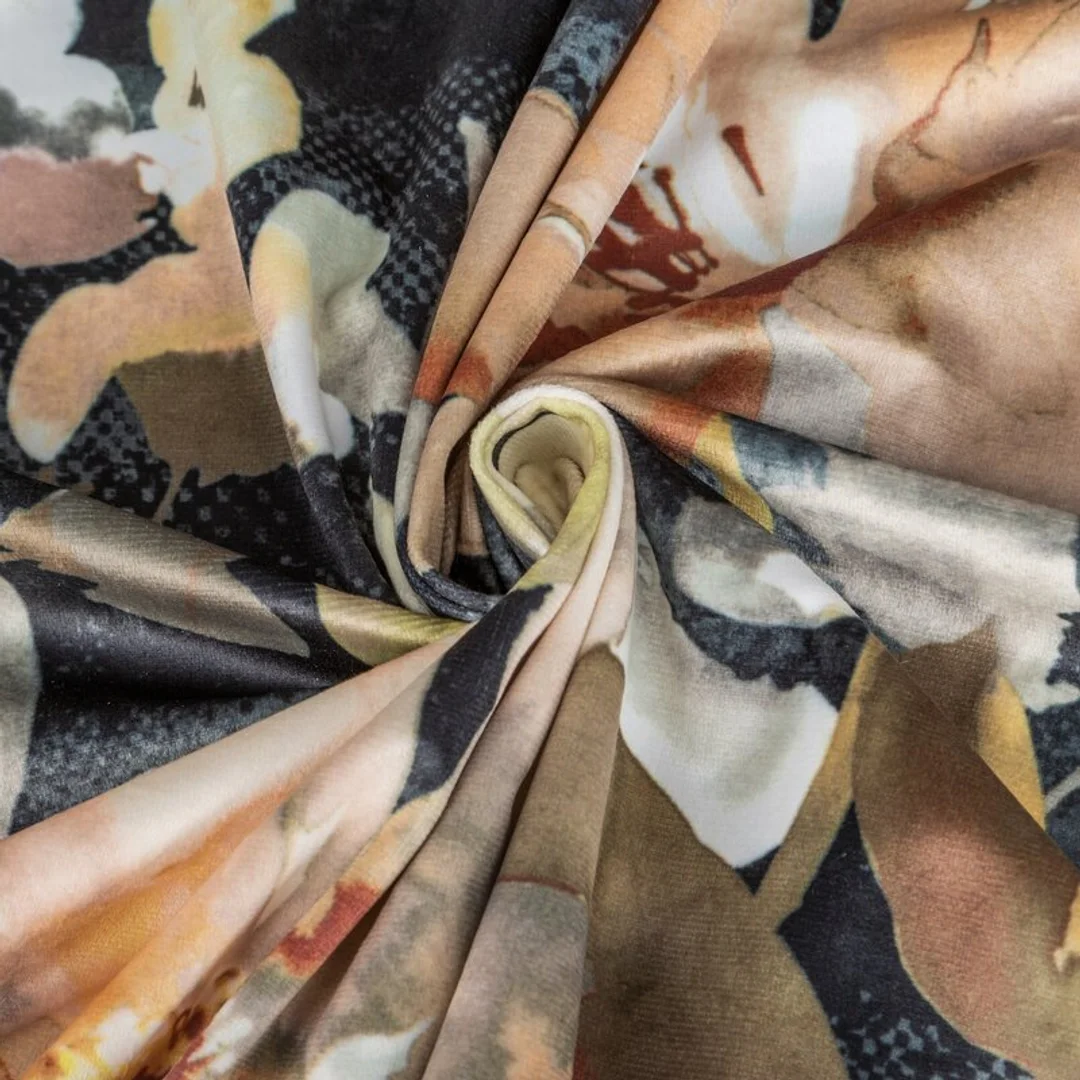Zasłona 140x300 Betty grafitowa beżowa kwiaty welurowa gotowa na taśmie Eurofirany — zdjęcie 10