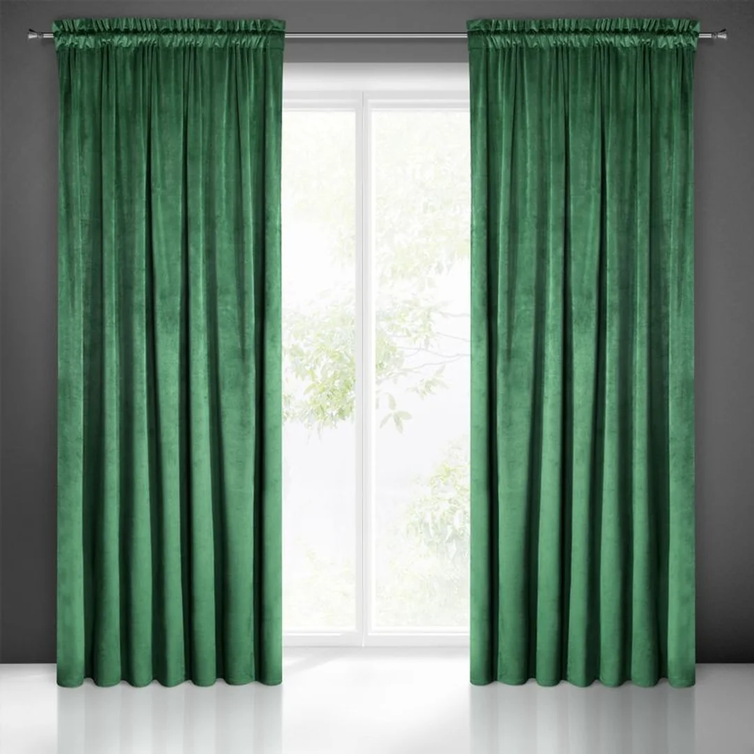 Zasłona 140x300 zielona ciemna welurowa gotowa na taśmie Pierre Cardin 1 — zdjęcie 2