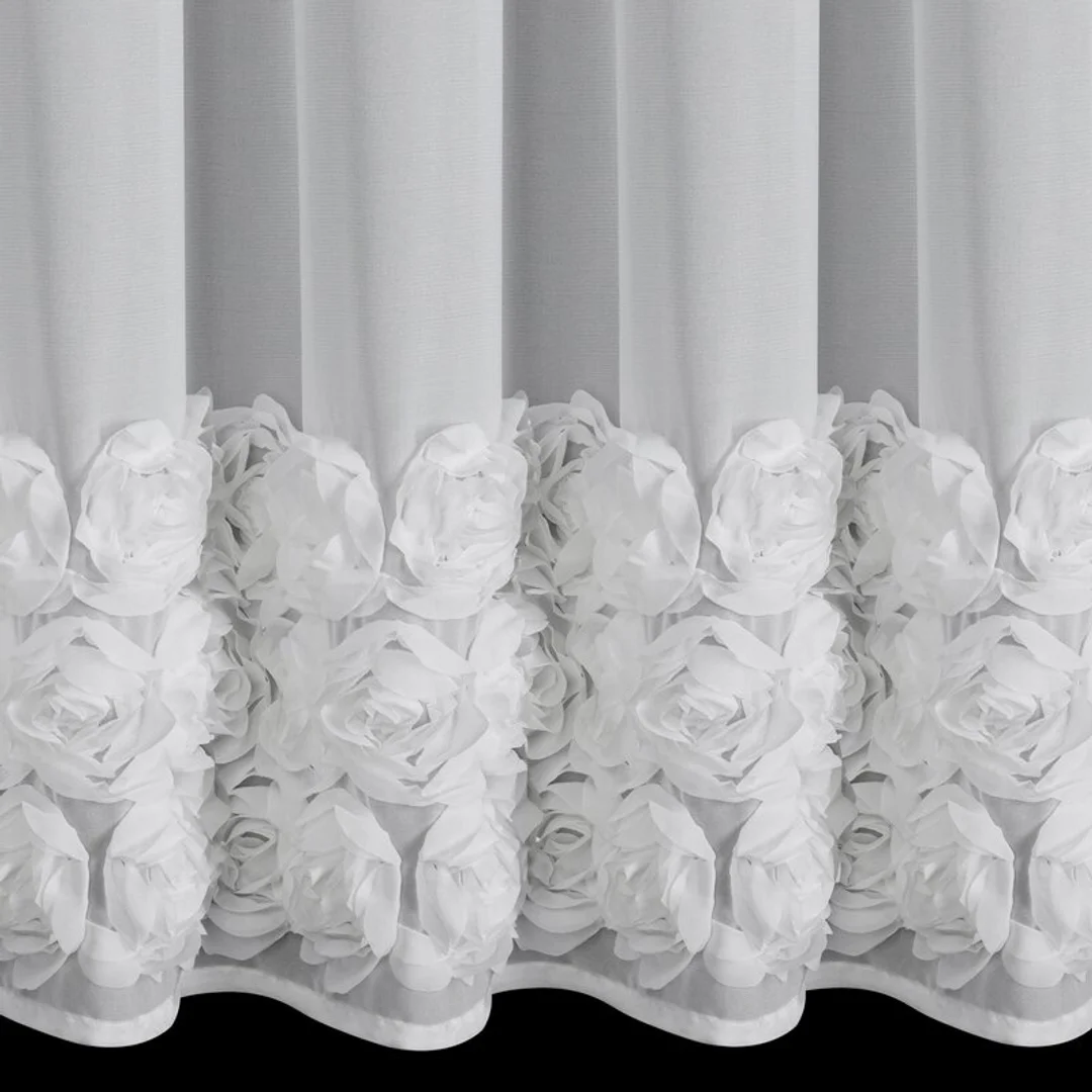 Zasłona 400x160 Roses 8 biała z szyfonu w kształcie łuku z 3 pasami róż gotowa na taśmie Eva Minge Eurofirany — zdjęcie 6