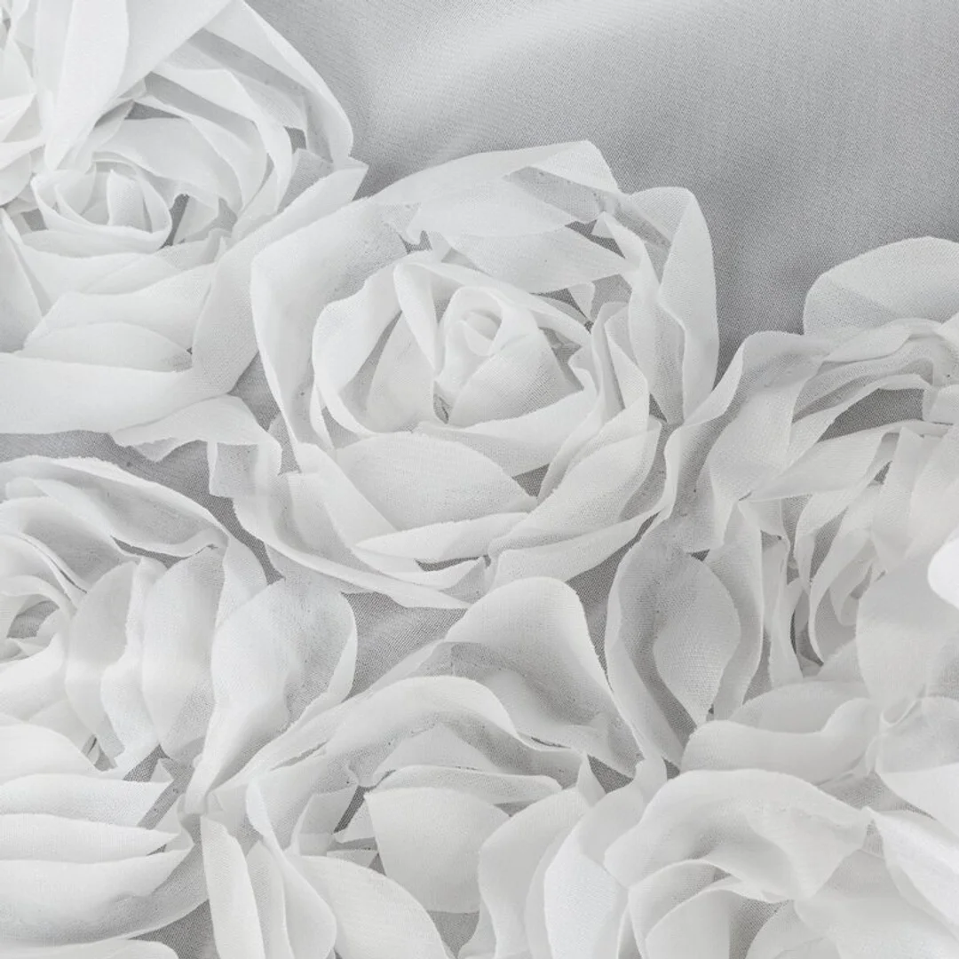 Zasłona 400x160 Roses 8 biała z szyfonu w kształcie łuku z 3 pasami róż gotowa na taśmie Eva Minge Eurofirany — zdjęcie 7