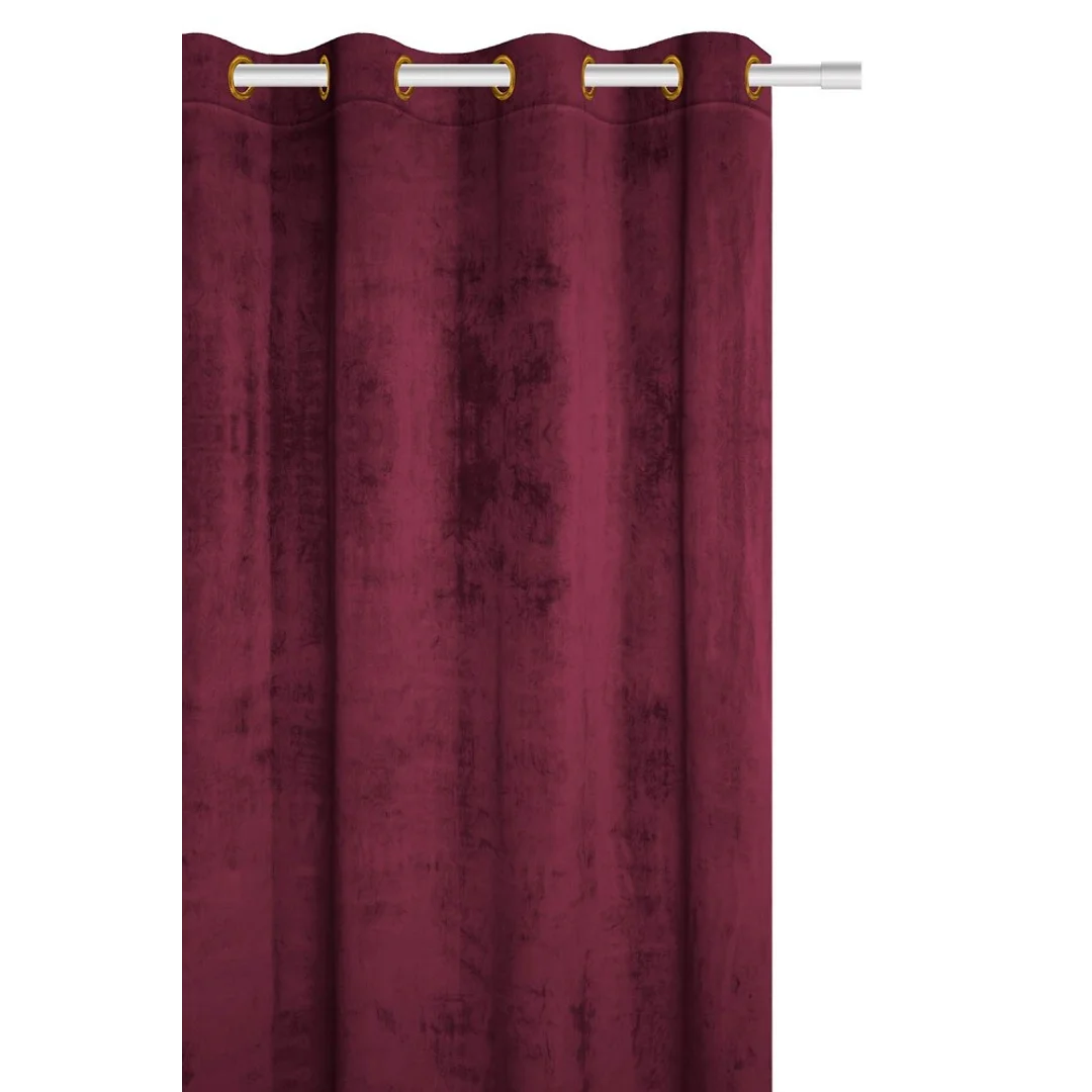 Zasłona gotowa 140x250 bordowa welurowa na przelotkach soft Velvet do salonu — zdjęcie 2