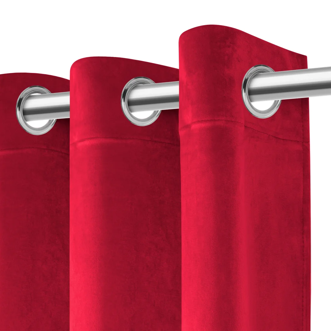 Zasłona gotowa 140x250 czerwona welurowa na przelotkach soft Velvet do salonu — zdjęcie 2