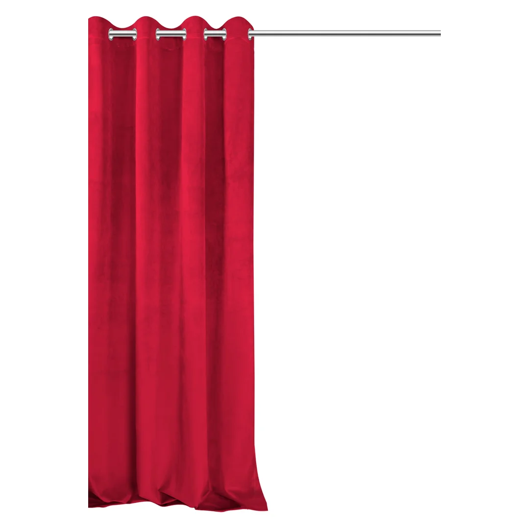 Zasłona gotowa 140x250 czerwona welurowa na przelotkach soft Velvet do salonu — zdjęcie 3