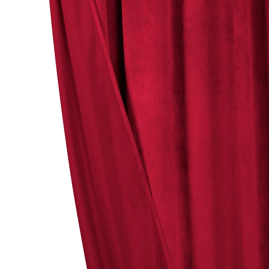 Zasłona gotowa 140x250 czerwona welurowa na przelotkach soft Velvet do salonu — zdjęcie 4