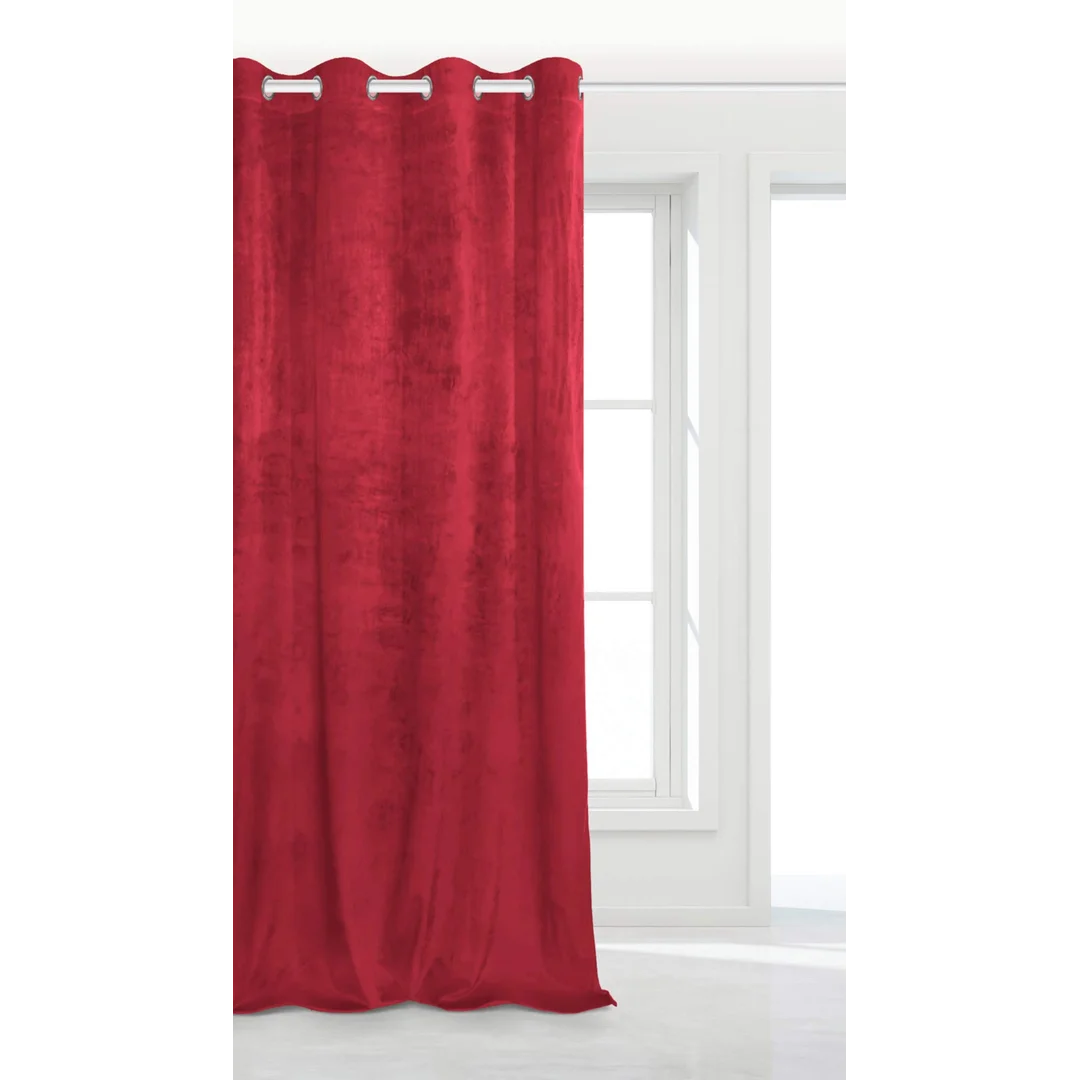 Zasłona gotowa 140x250 czerwona welurowa na przelotkach soft Velvet do salonu — zdjęcie 8