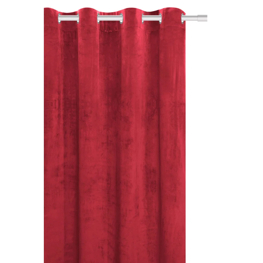 Zasłona gotowa 140x250 czerwona welurowa na przelotkach soft Velvet do salonu — zdjęcie 9