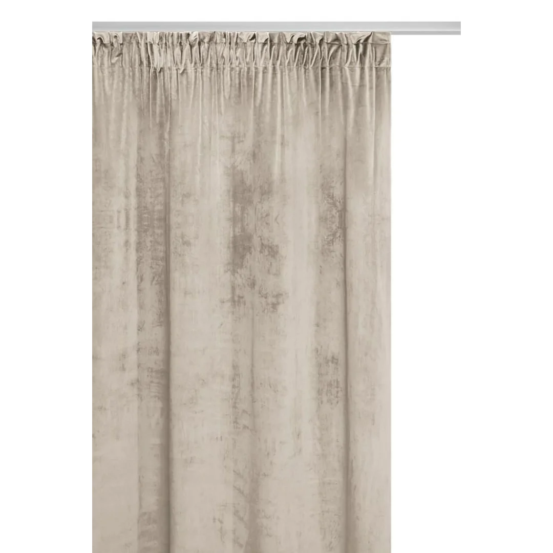 Zasłona gotowa 140x270 beżowa welurowa na taśmie soft Velvet do salonu — zdjęcie 2