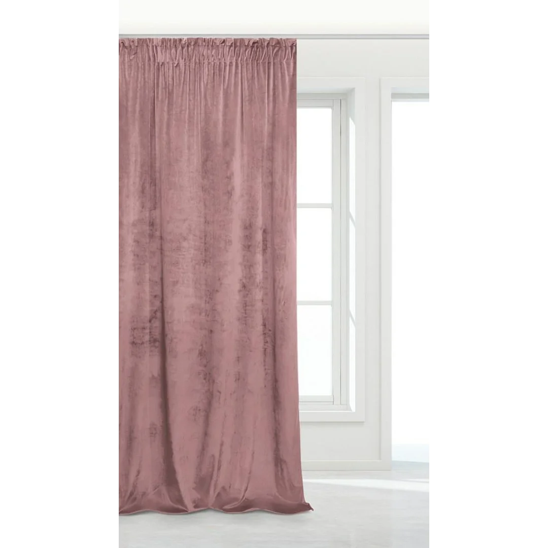 Zasłona gotowa 140x270 pudrowa welurowa na taśmie soft Velvet do salonu — zdjęcie 2